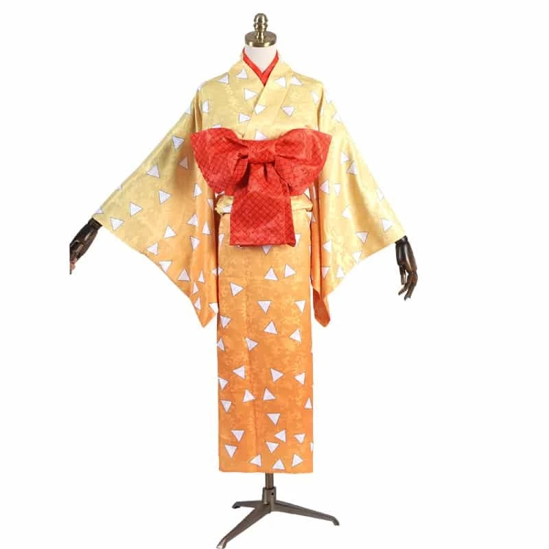 Demon Slayer Zenitsu Agatsuma Female Kimono Cosplay Costume 4 Demon Slayer Zenitsu Agatsuma Female Kimono Cosplay Costume - Image 2